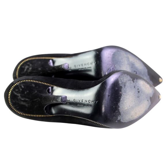 Givenchy BLACK GENUINE LEATHER SUEDE HIGH HEEL POINTED CLASSIC PUMP SHOES Sz 38 - Picture 10 of 13